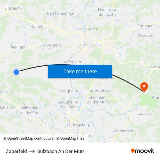 Zaberfeld to Sulzbach An Der Murr map