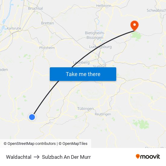 Waldachtal to Sulzbach An Der Murr map