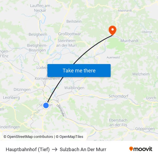 Hauptbahnhof (Tief) to Sulzbach An Der Murr map