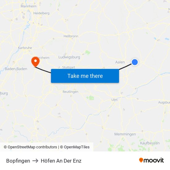 Bopfingen to Höfen An Der Enz map