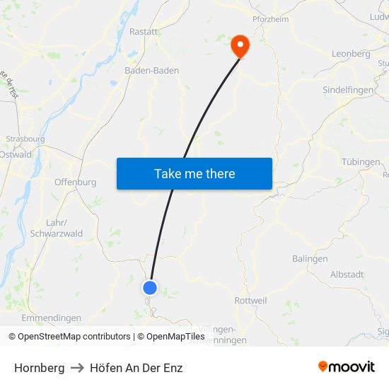 Hornberg to Höfen An Der Enz map