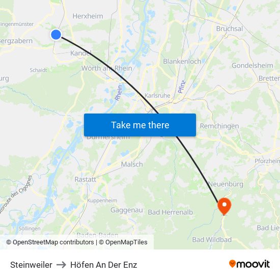 Steinweiler to Höfen An Der Enz map