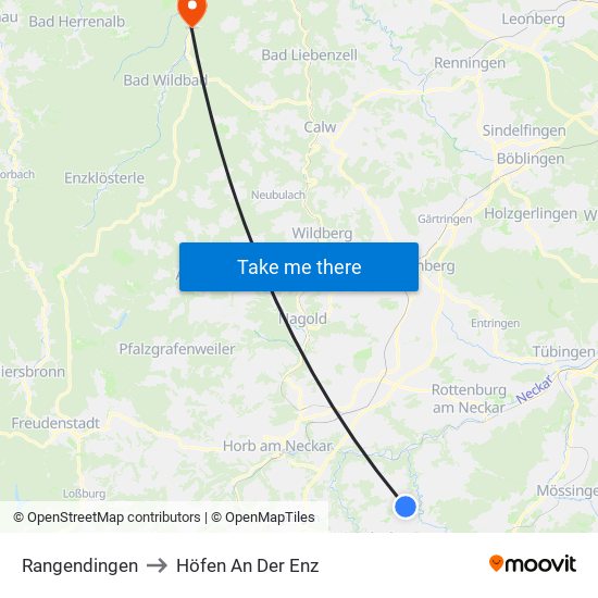 Rangendingen to Höfen An Der Enz map