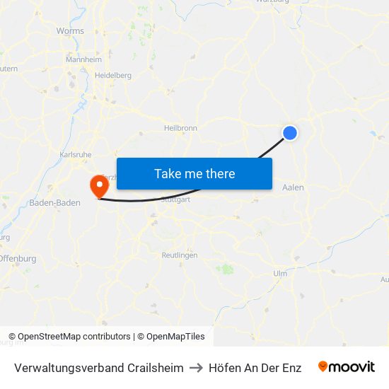Verwaltungsverband Crailsheim to Höfen An Der Enz map