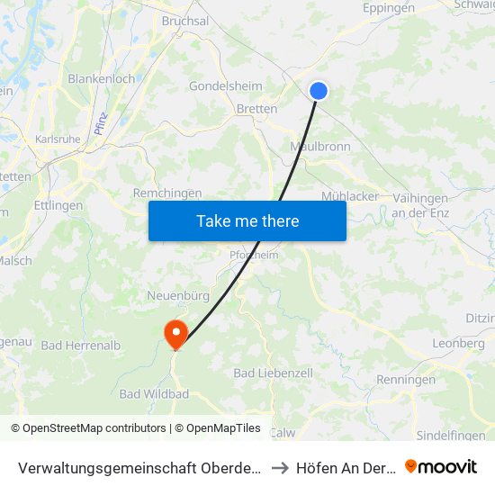 Verwaltungsgemeinschaft Oberderdingen to Höfen An Der Enz map