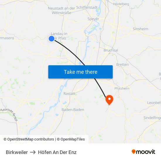 Birkweiler to Höfen An Der Enz map