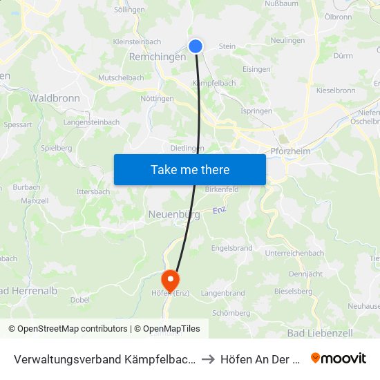 Verwaltungsverband Kämpfelbachtal to Höfen An Der Enz map