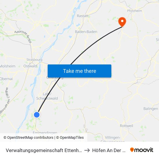 Verwaltungsgemeinschaft Ettenheim to Höfen An Der Enz map