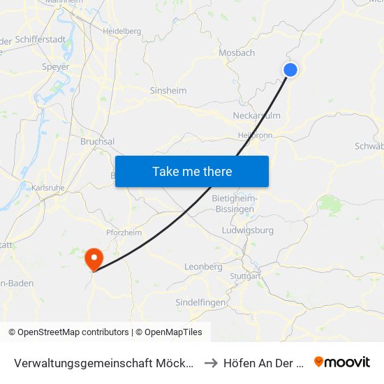 Verwaltungsgemeinschaft Möckmühl to Höfen An Der Enz map