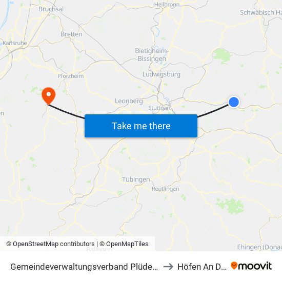 Gemeindeverwaltungsverband Plüderhausen-Urbach to Höfen An Der Enz map