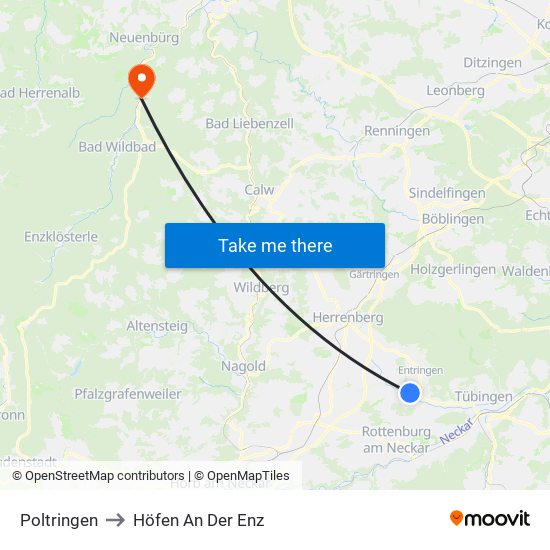 Poltringen to Höfen An Der Enz map