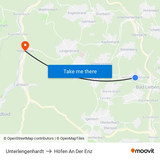 Unterlengenhardt to Höfen An Der Enz map
