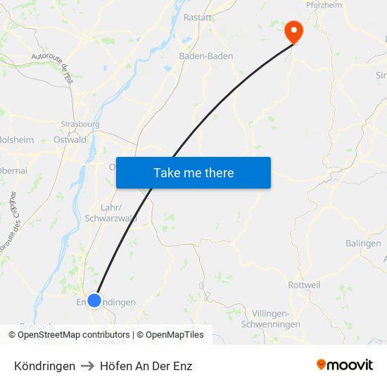 Köndringen to Höfen An Der Enz map