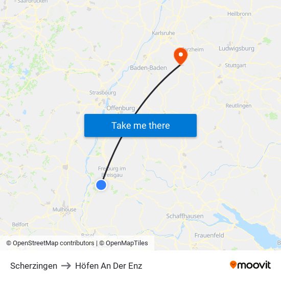 Scherzingen to Höfen An Der Enz map