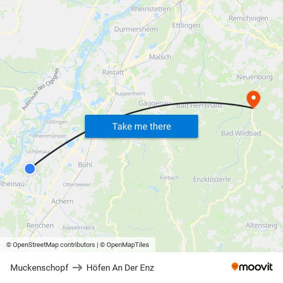 Muckenschopf to Höfen An Der Enz map