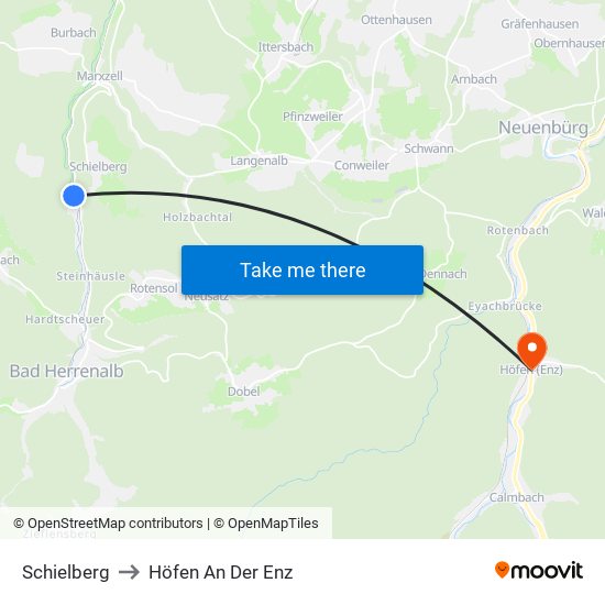 Schielberg to Höfen An Der Enz map