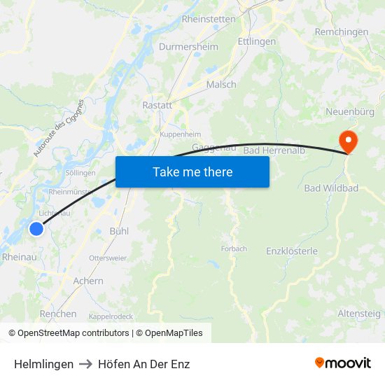 Helmlingen to Höfen An Der Enz map