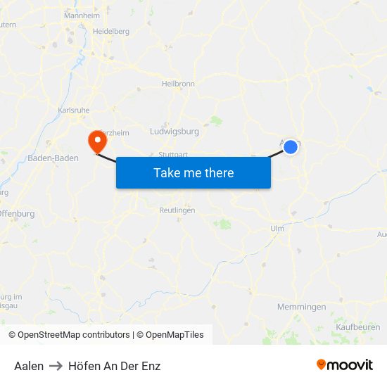 Aalen to Höfen An Der Enz map