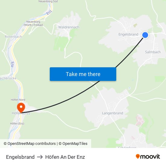 Engelsbrand to Höfen An Der Enz map