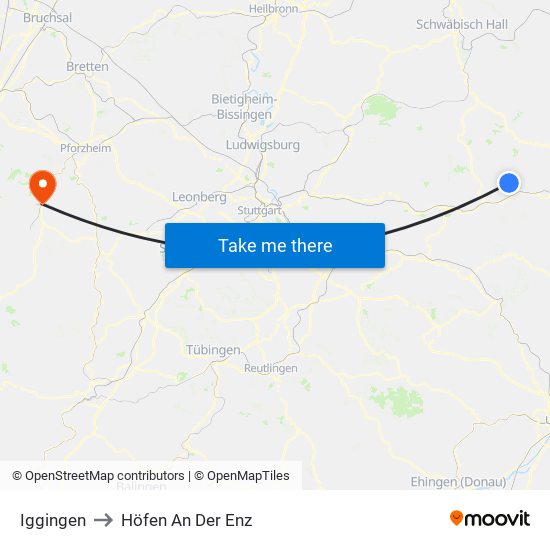 Iggingen to Höfen An Der Enz map