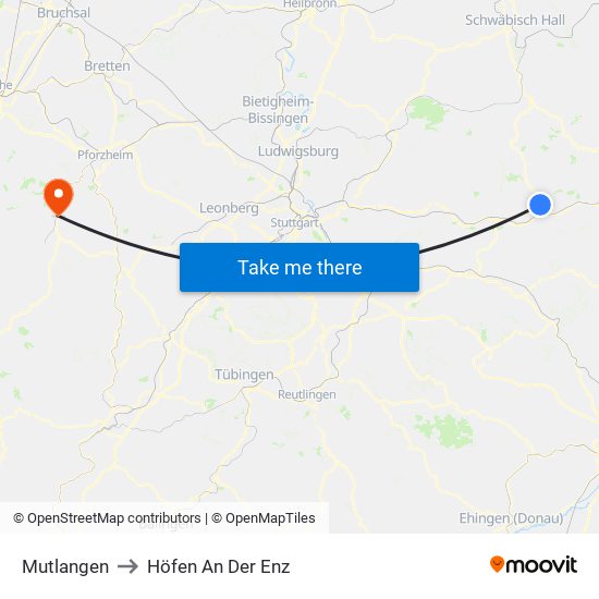 Mutlangen to Höfen An Der Enz map