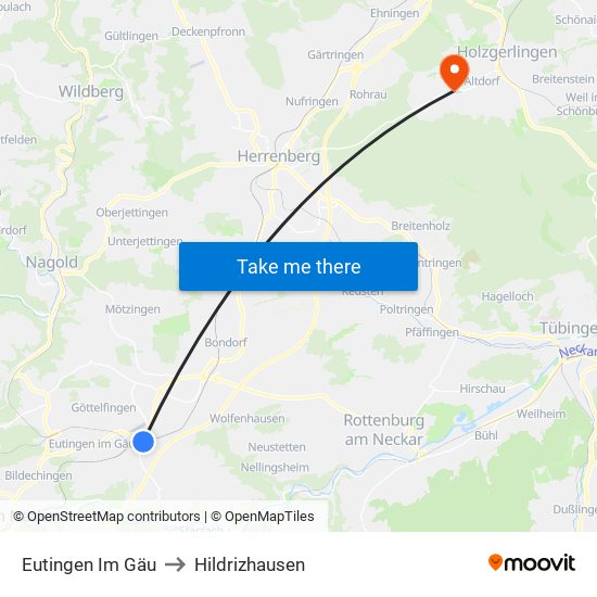 Eutingen Im Gäu to Hildrizhausen map