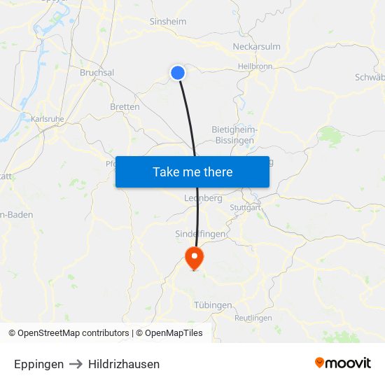 Eppingen to Hildrizhausen map