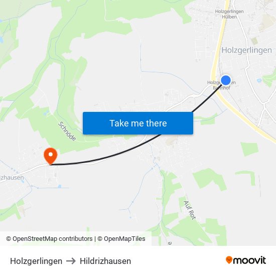 Holzgerlingen to Hildrizhausen map