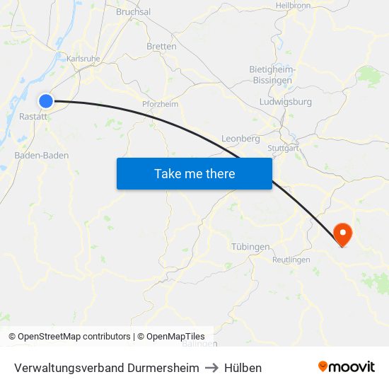 Verwaltungsverband Durmersheim to Hülben map