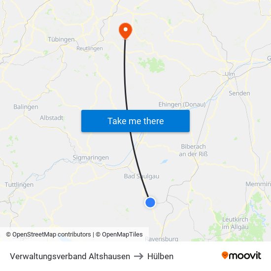 Verwaltungsverband Altshausen to Hülben map