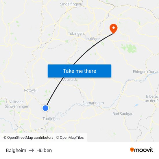 Balgheim to Hülben map