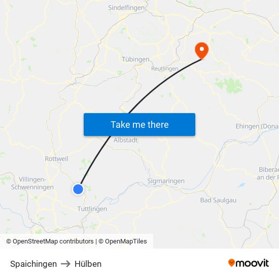Spaichingen to Hülben map