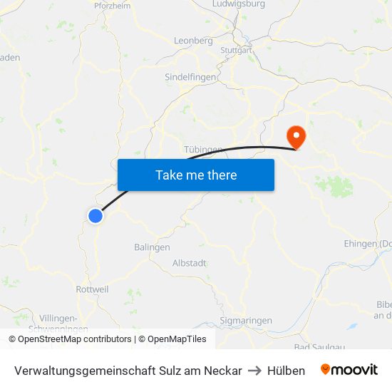 Verwaltungsgemeinschaft Sulz am Neckar to Hülben map
