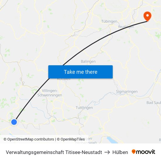 Verwaltungsgemeinschaft Titisee-Neustadt to Hülben map