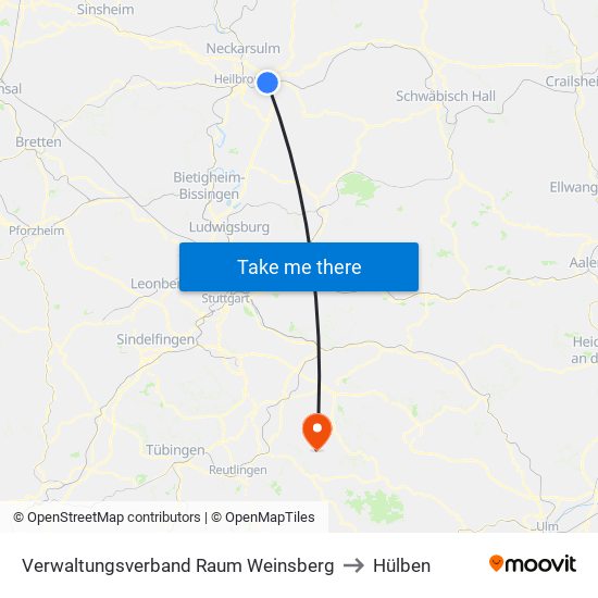 Verwaltungsverband Raum Weinsberg to Hülben map