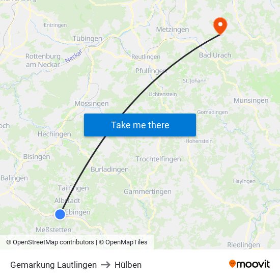 Gemarkung Lautlingen to Hülben map
