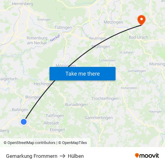 Gemarkung Frommern to Hülben map