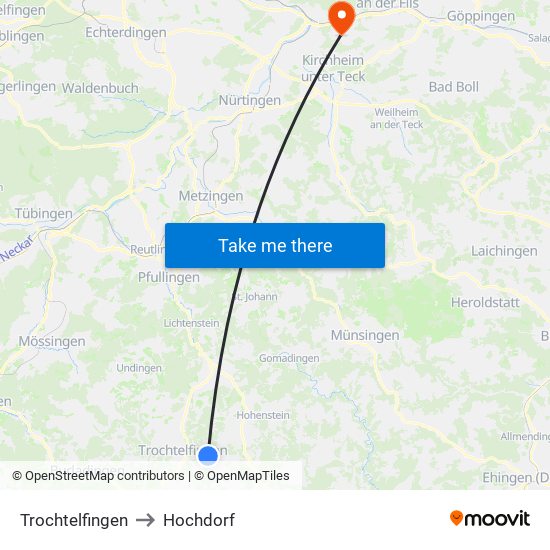 Trochtelfingen to Hochdorf map