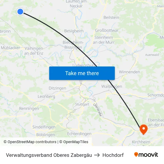 Verwaltungsverband Oberes Zabergäu to Hochdorf map