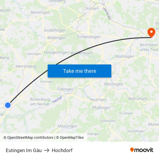 Eutingen Im Gäu to Hochdorf map