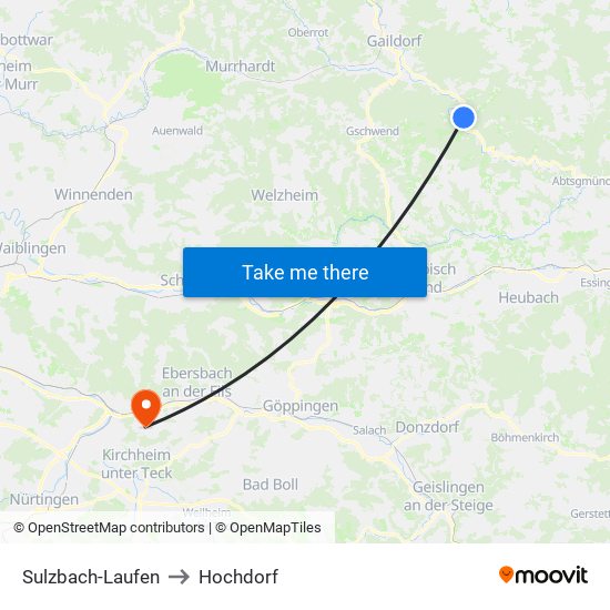 Sulzbach-Laufen to Hochdorf map