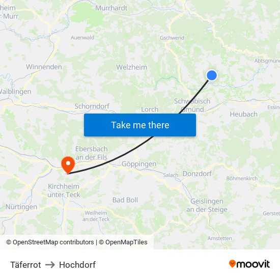 Täferrot to Hochdorf map