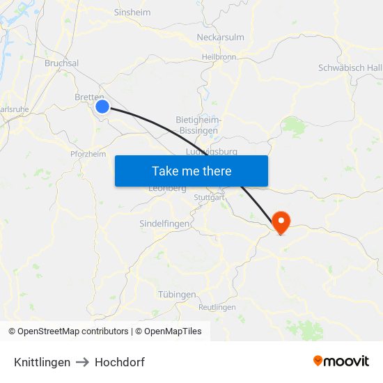 Knittlingen to Hochdorf map