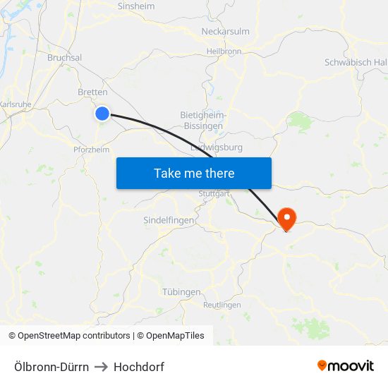 Ölbronn-Dürrn to Hochdorf map