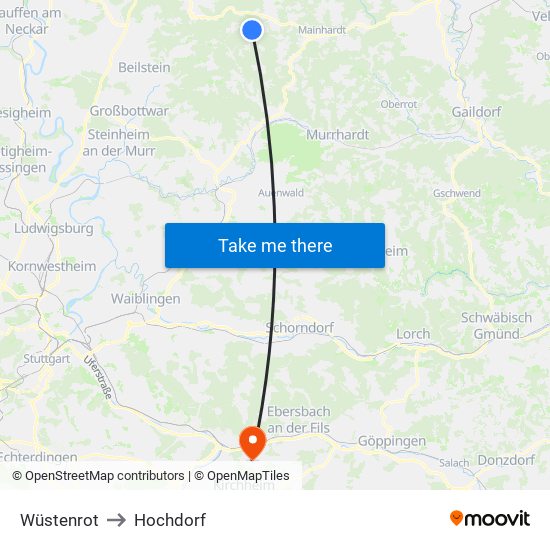 Wüstenrot to Hochdorf map