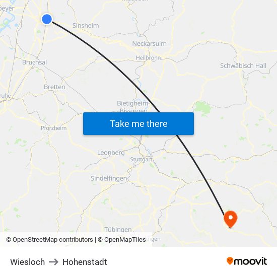 Wiesloch to Hohenstadt map