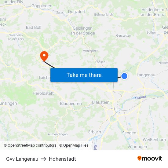 Gvv Langenau to Hohenstadt map