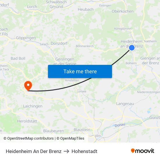 Heidenheim An Der Brenz to Hohenstadt map