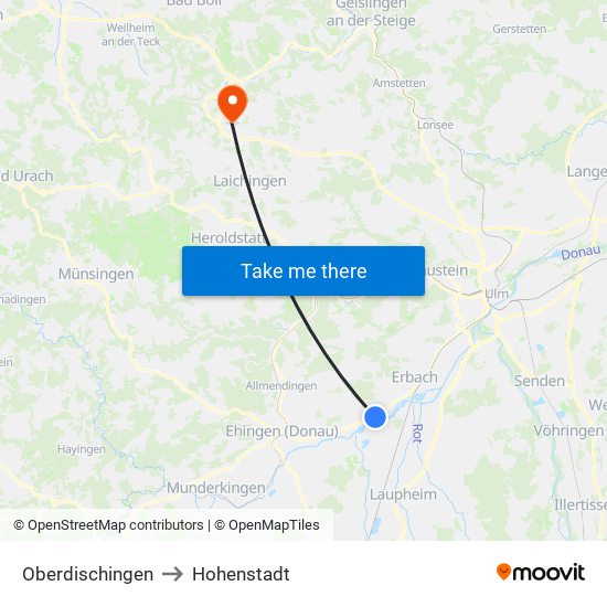 Oberdischingen to Hohenstadt map