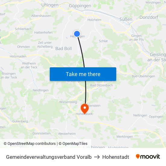 Gemeindeverwaltungsverband Voralb to Hohenstadt map